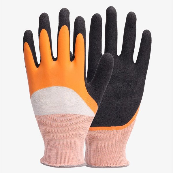 Orange & Black Latex Coated Gloves Manufacturers & Suppliers in India